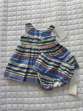 Ralph Lauren Blue Multi-Stripe Diaper Cover Set